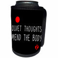 3dRose Alexis Design - Positive - Red sun, two goldfish, text Quiet thoughts mend the body on black - Can Cooler Bottle Wrap (cc_285811)
