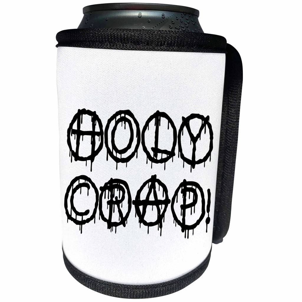 3dRose Alexis Design - Total Protest - Funny decorative total protest text Holy Crap on white - Can Cooler Bottle Wrap (cc_285993)
