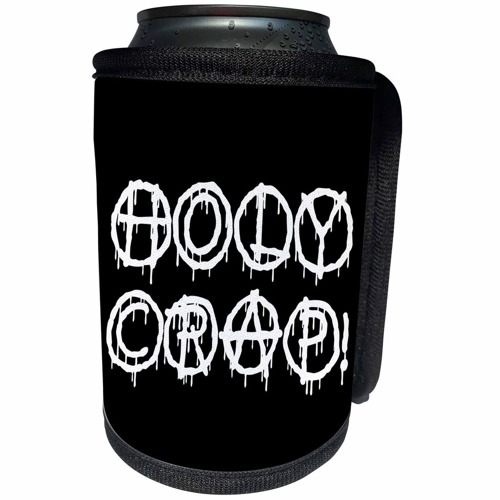 3dRose Alexis Design - Total Protest - Funny decorative total protest text Holy Crap on black - Can Cooler Bottle Wrap (cc_285994)
