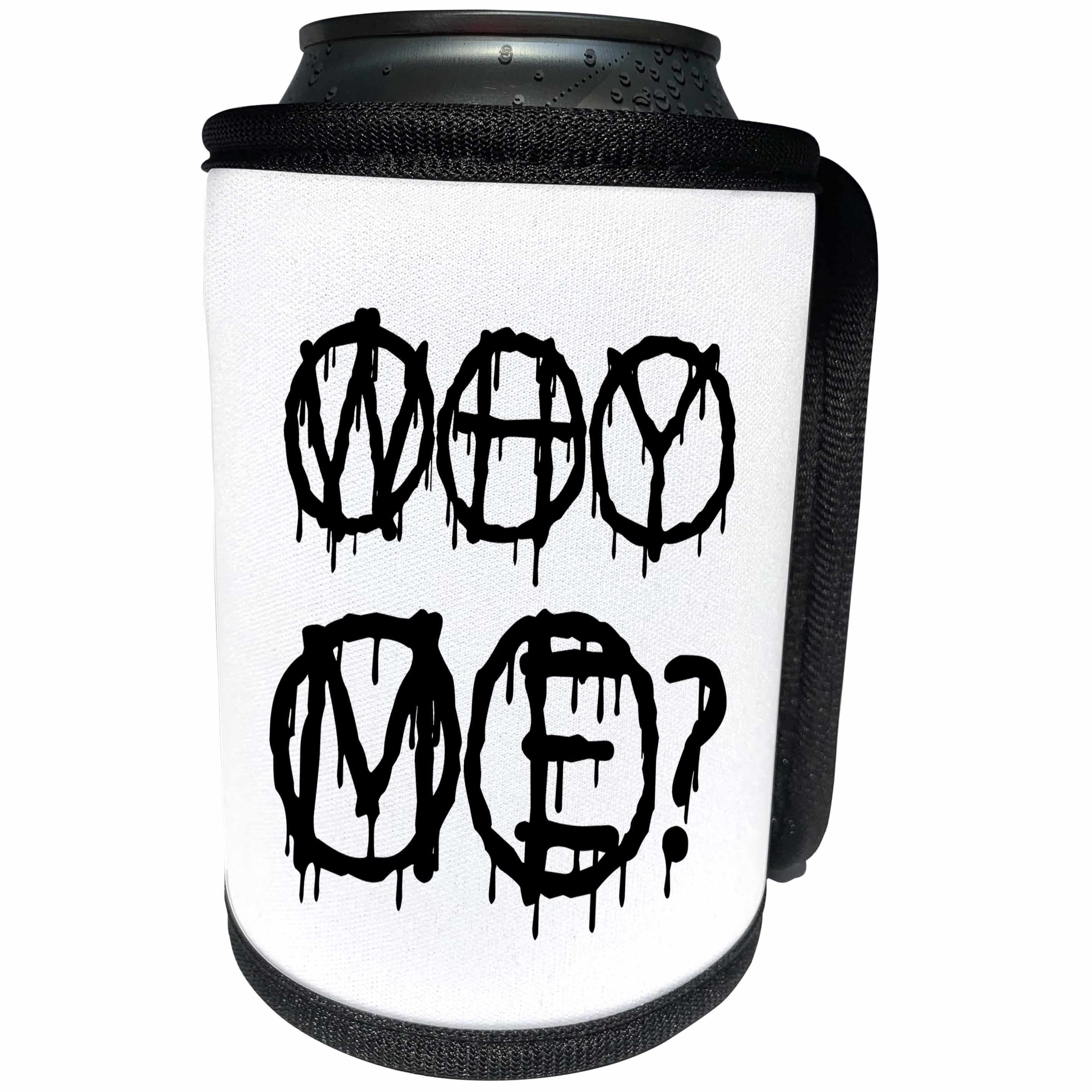 3dRose Alexis Design - Total Protest - Funny decorative total protest text WHY ME on white - Can Cooler Bottle Wrap (cc_285997)