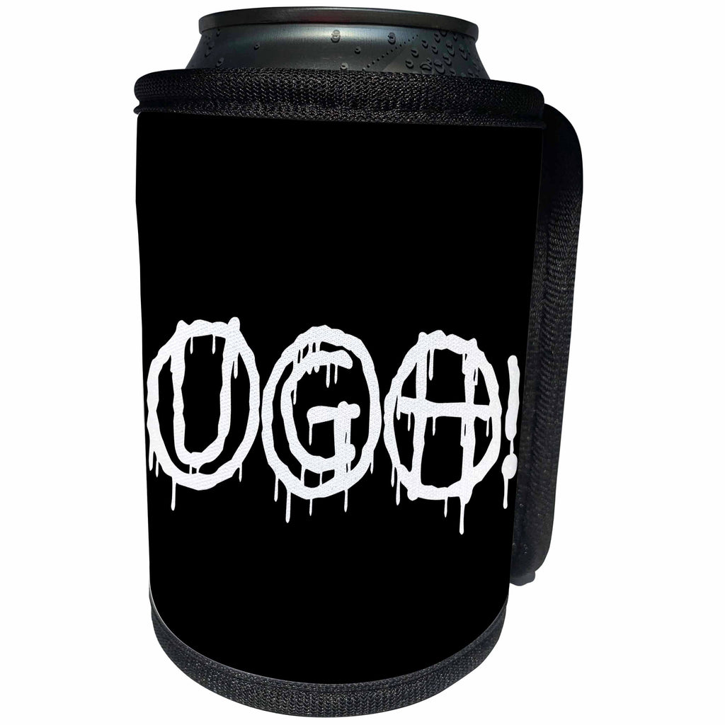 3dRose Alexis Design - Total Protest - Funny decorative total protest text UGH on black - Can Cooler Bottle Wrap (cc_286000)