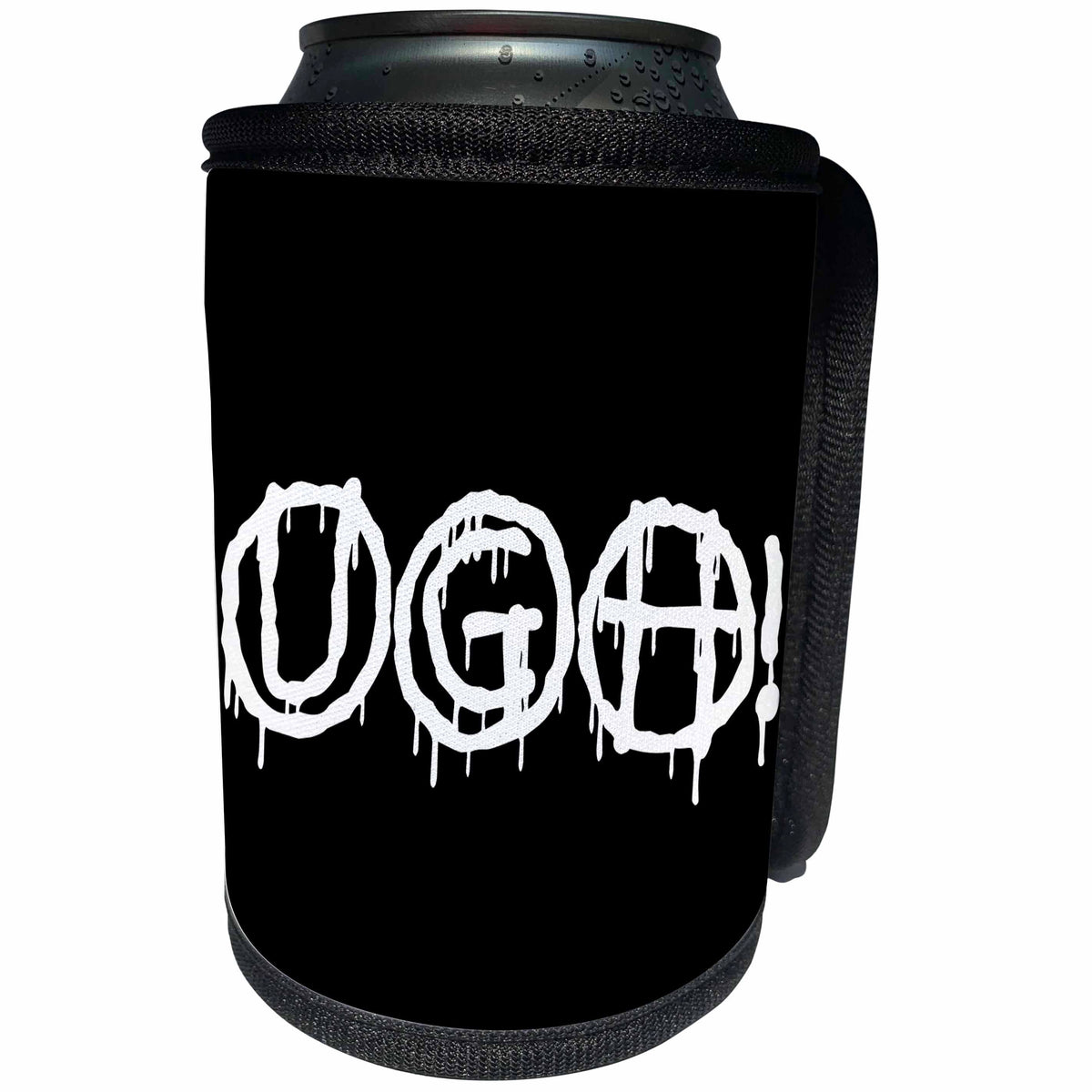 3dRose Alexis Design - Total Protest - Funny decorative total protest text UGH on black - Can Cooler Bottle Wrap (cc_286000)