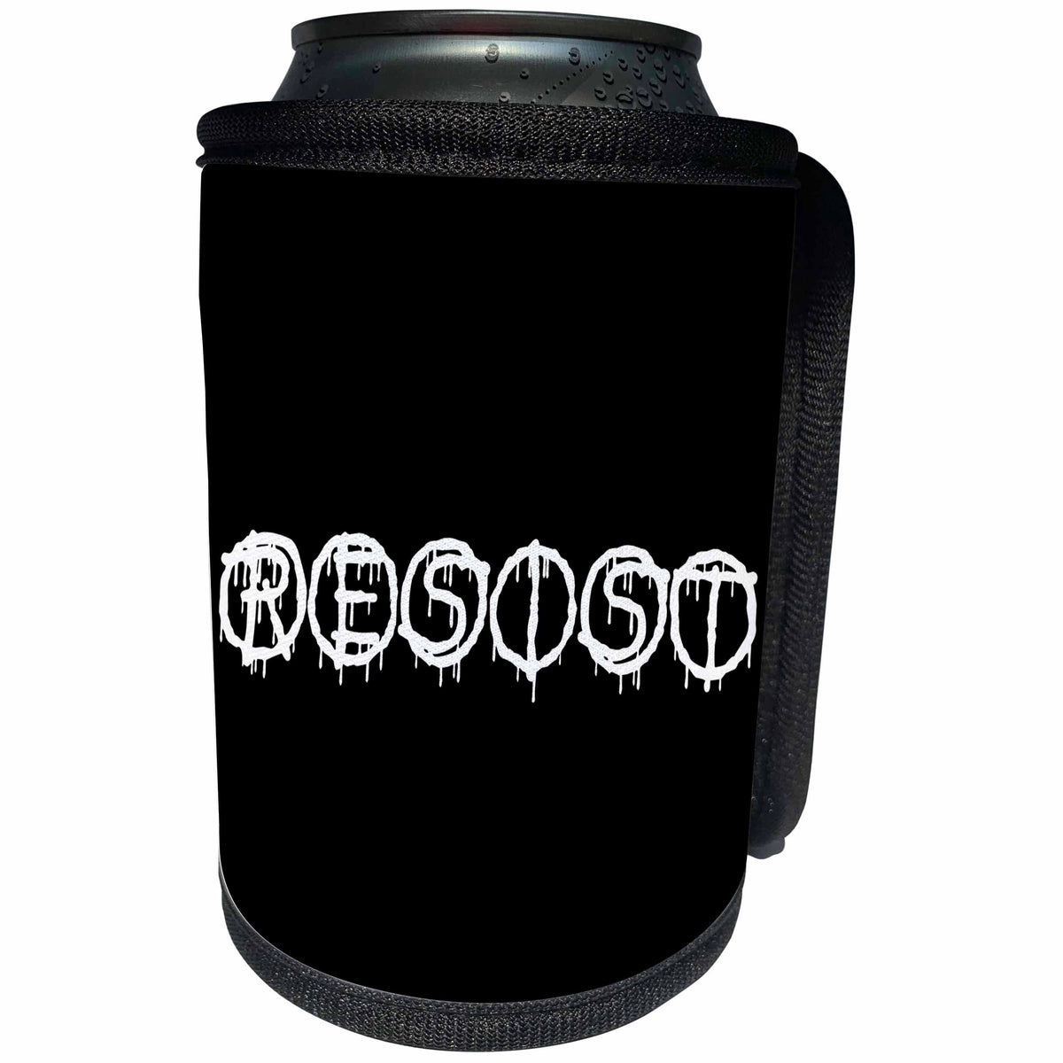 3dRose Alexis Design - Total Protest - Funny decorative total protest text RESIST on black - Can Cooler Bottle Wrap (cc_286004)