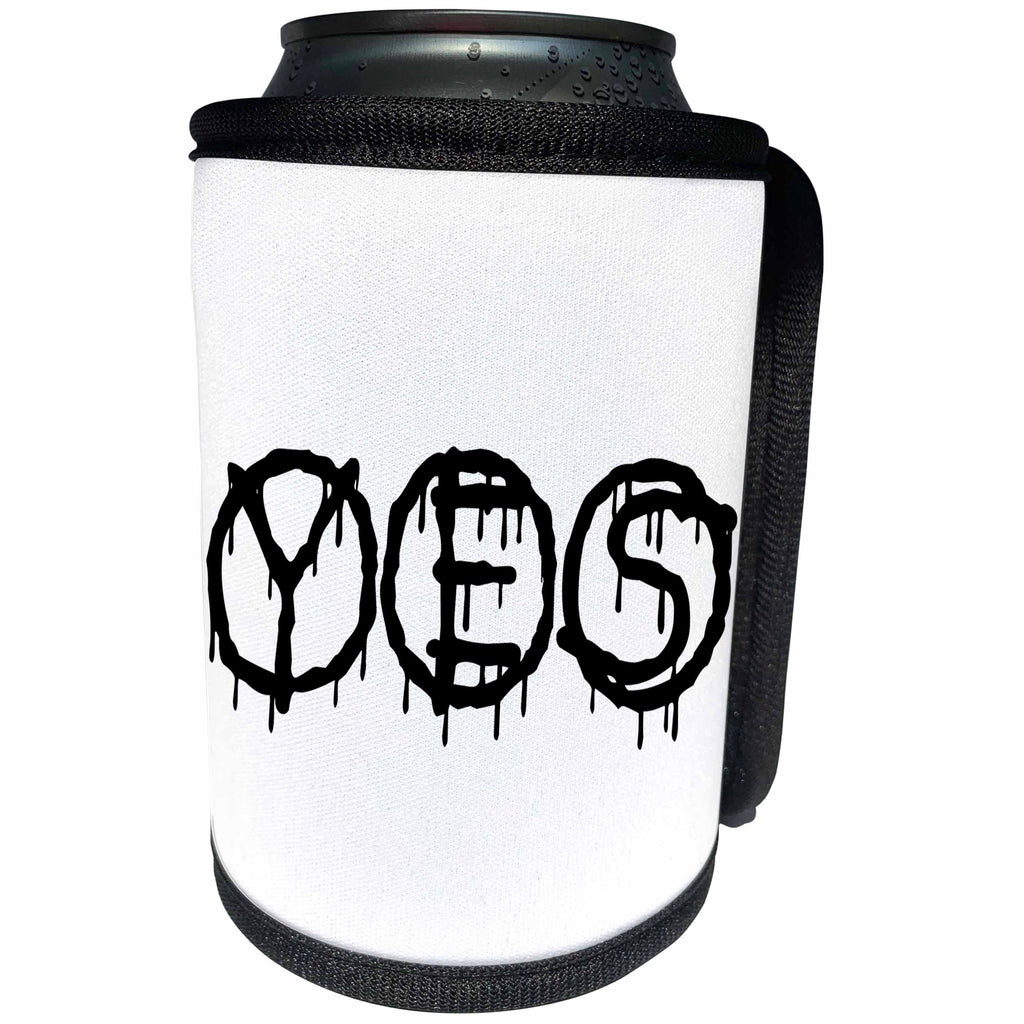 3dRose Alexis Design - Total Protest - Funny decorative total protest text YES on white - Can Cooler Bottle Wrap (cc_286007)
