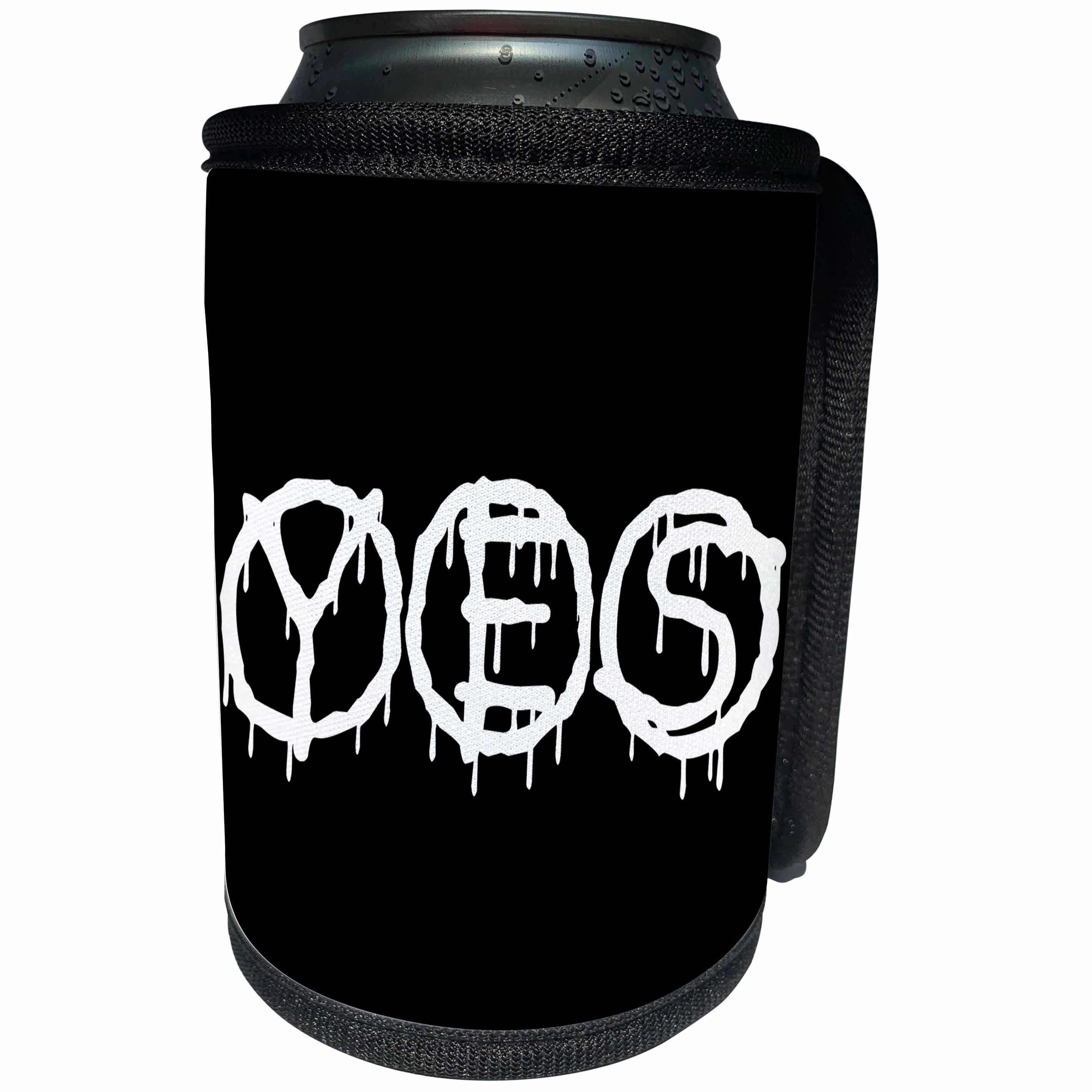 3dRose Alexis Design - Total Protest - Funny decorative total protest text YES on black - Can Cooler Bottle Wrap (cc_286008)