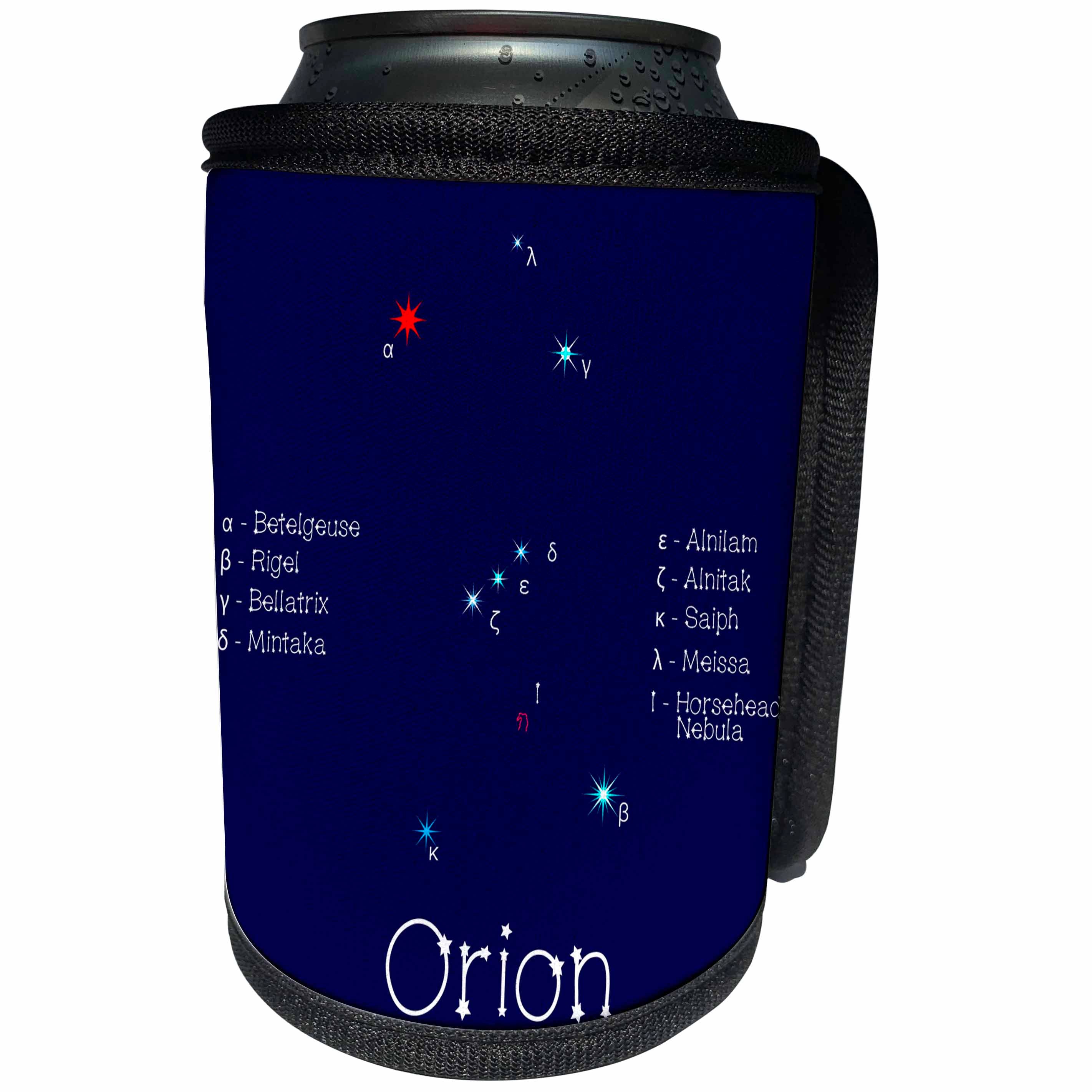 3dRose Alexis Design - Constellations of stars - Orion star asterism. Star colors, names. Elegant astronomy - Can Cooler Bottle Wrap (cc_286016)