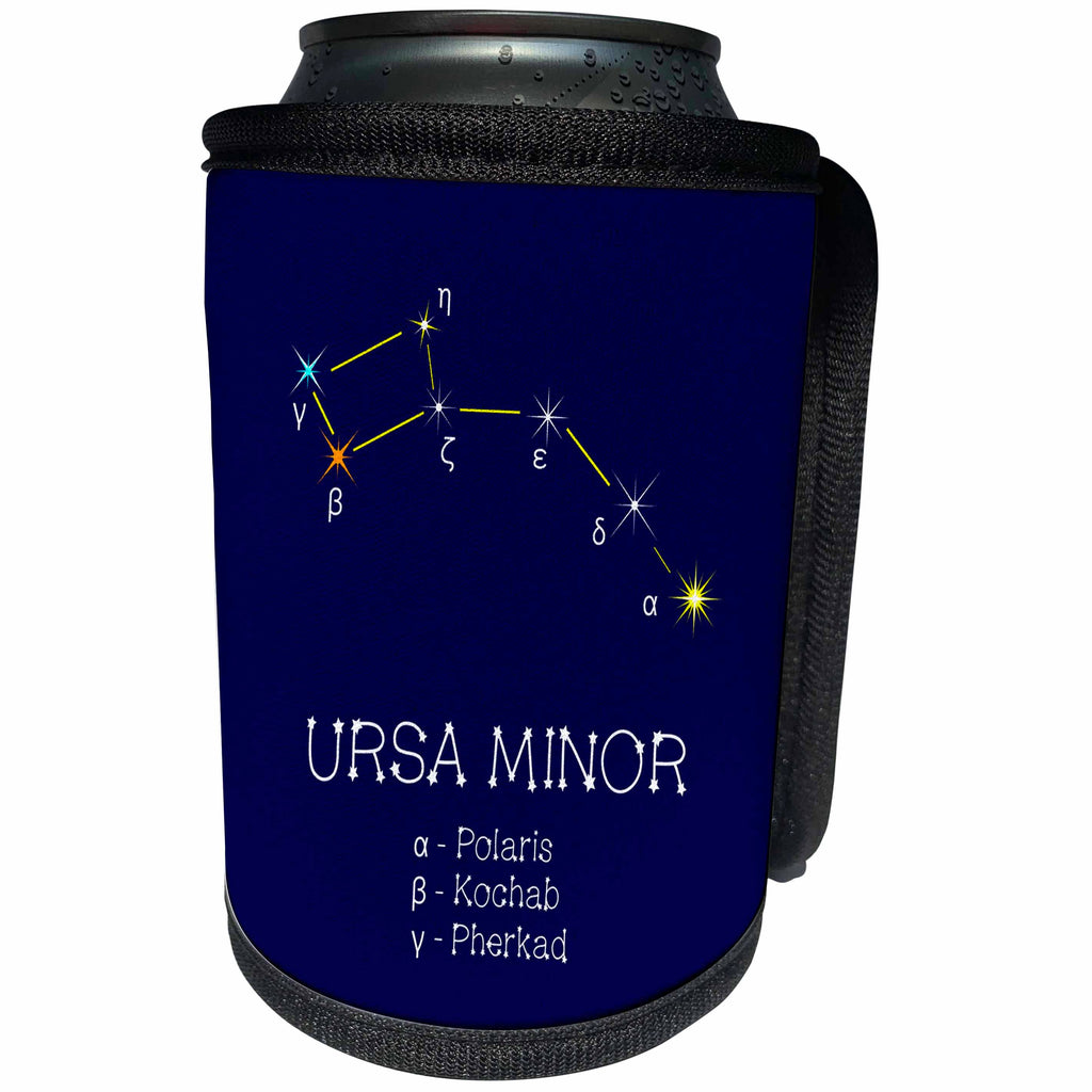 3dRose Alexis Design - Constellations of stars - URSA MINOR - LITTLE BEAR star asterism. Star colors, names. Astronomy - Can Cooler Bottle Wrap (cc_286019)