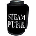 3dRose Alexis Design - Steampunk - Steampunk decorative, unique text in two lines on black background - Can Cooler Bottle Wrap (cc_286020)