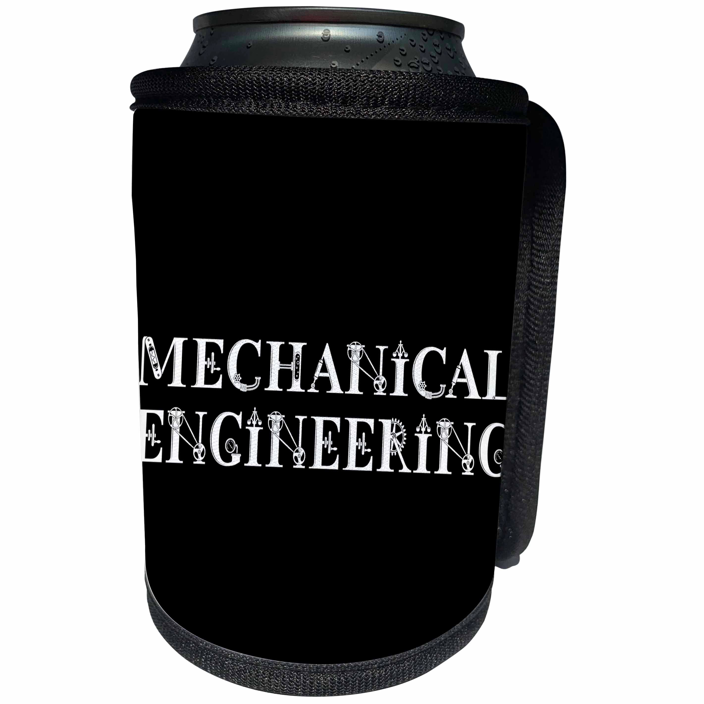 3dRose Alexis Design - Mechanical Engineering - Mechanical Engineering, unique text in two lines on black background - Can Cooler Bottle Wrap (cc_286023)