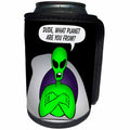 3dRose Mark Grace GRACEVISIONS Aliens And UFOs - ALIENS AND UFOS alien planet on black - Can Cooler Bottle Wrap (cc_28604)