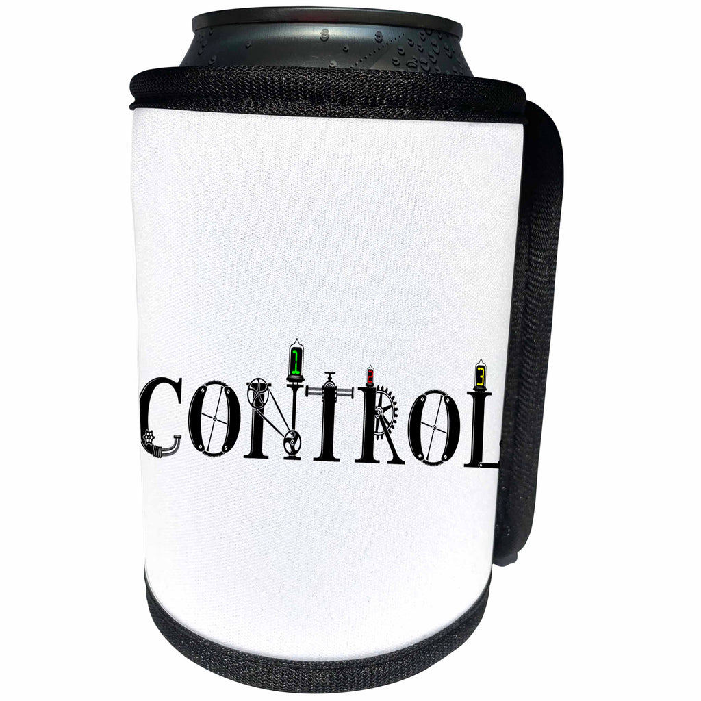 3dRose Alexis Design - Mechanical Engineering - Control, cool text, vacuum radio tubes on white background - Can Cooler Bottle Wrap (cc_286072)