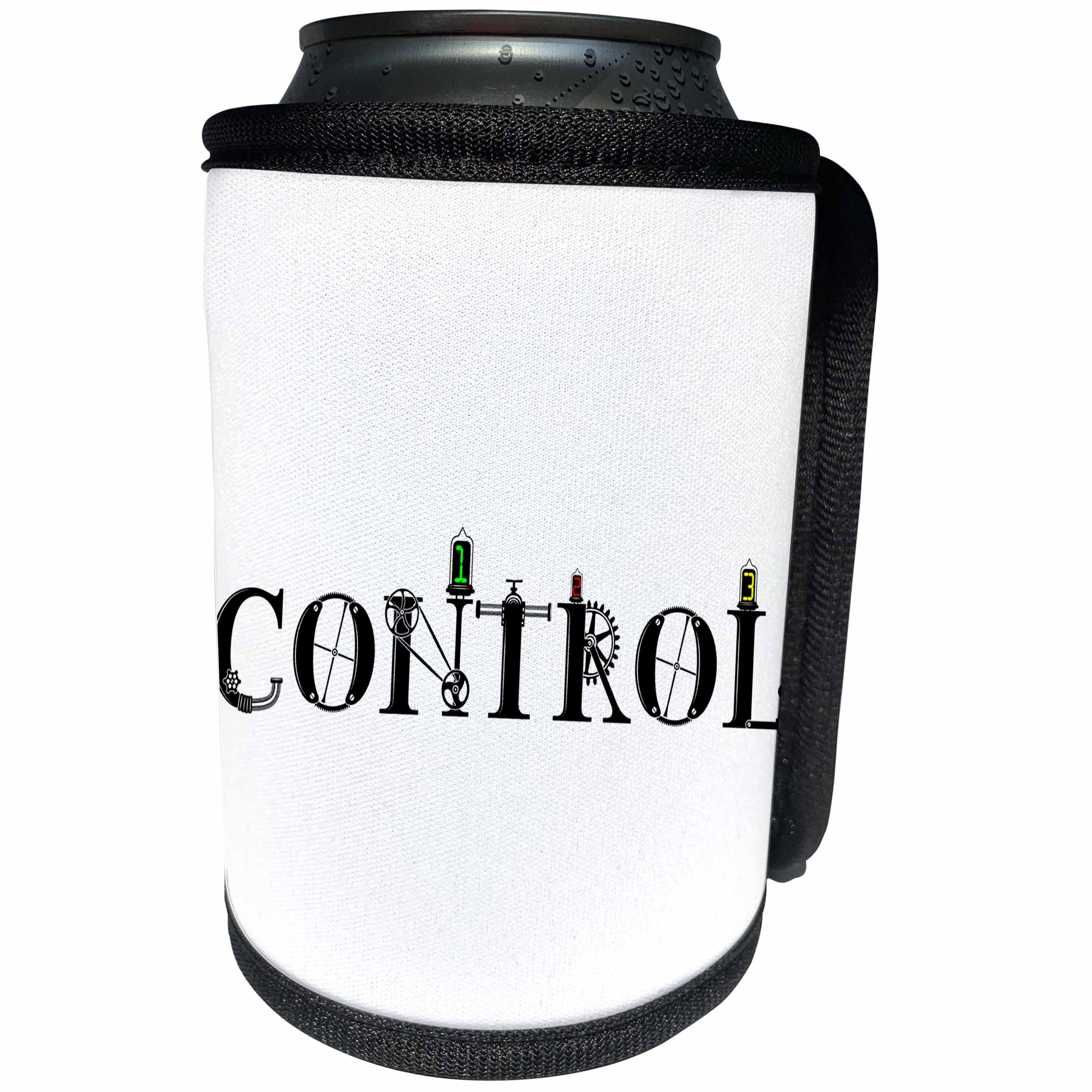 3dRose Alexis Design - Mechanical Engineering - Control, cool text, vacuum radio tubes on white background - Can Cooler Bottle Wrap (cc_286072)