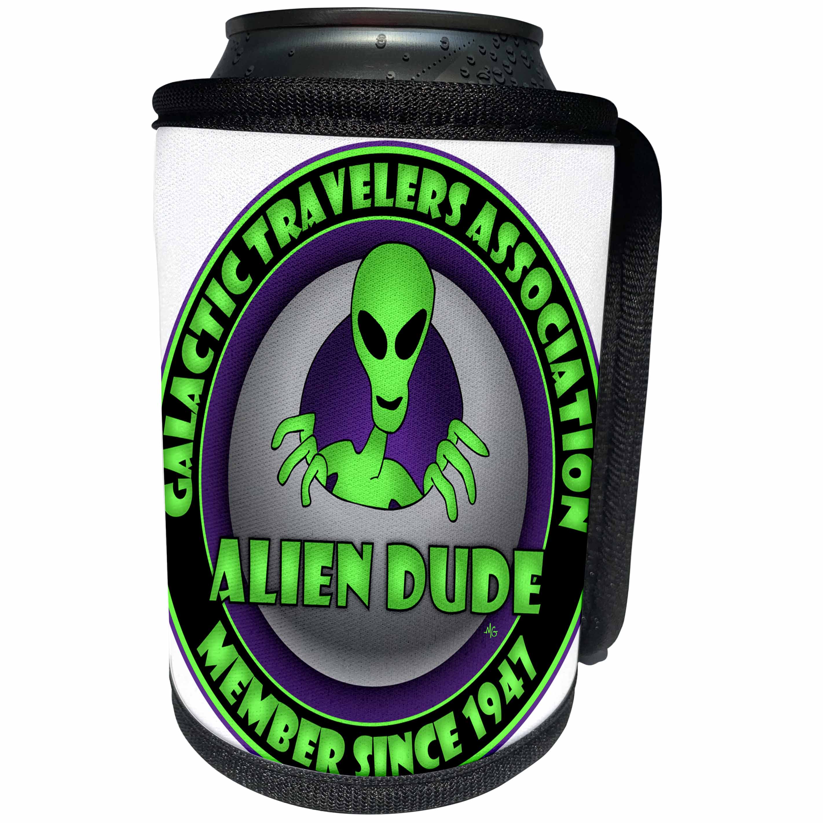 3dRose Mark Grace GRACEVISIONS Aliens And UFOs - ALIENS AND UFOS alien dude 1 on transparent - Can Cooler Bottle Wrap (cc_28608)