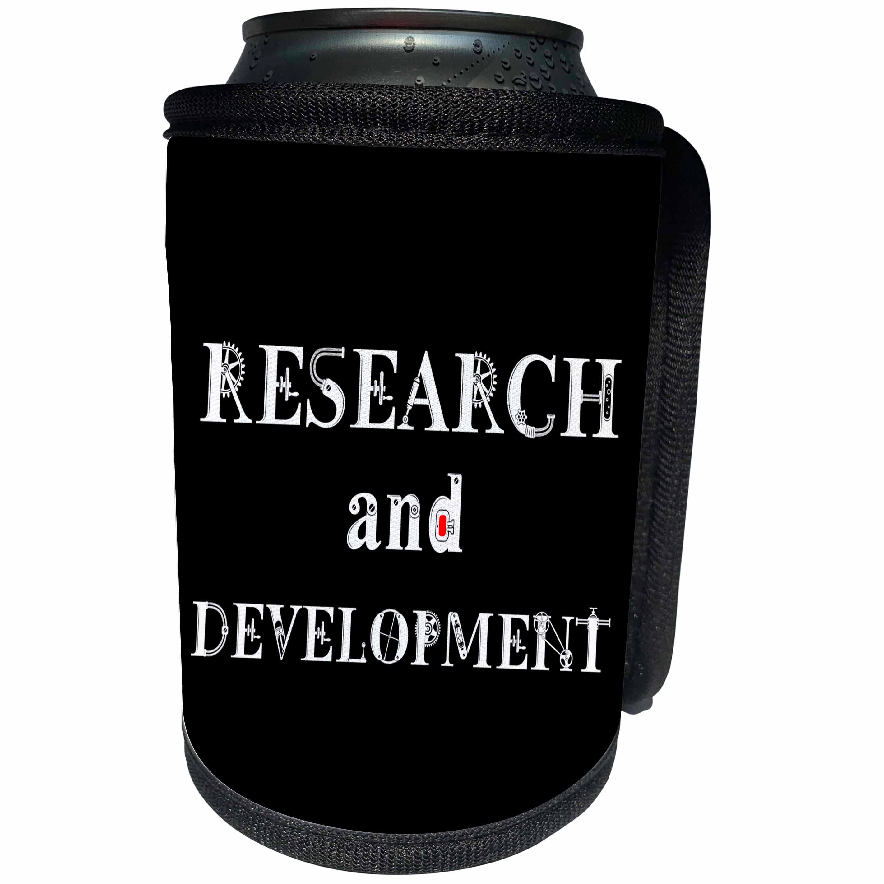 3dRose Alexis Design - Mechanical Engineering - Research and development elegant decorative text on black - Can Cooler Bottle Wrap (cc_286089)