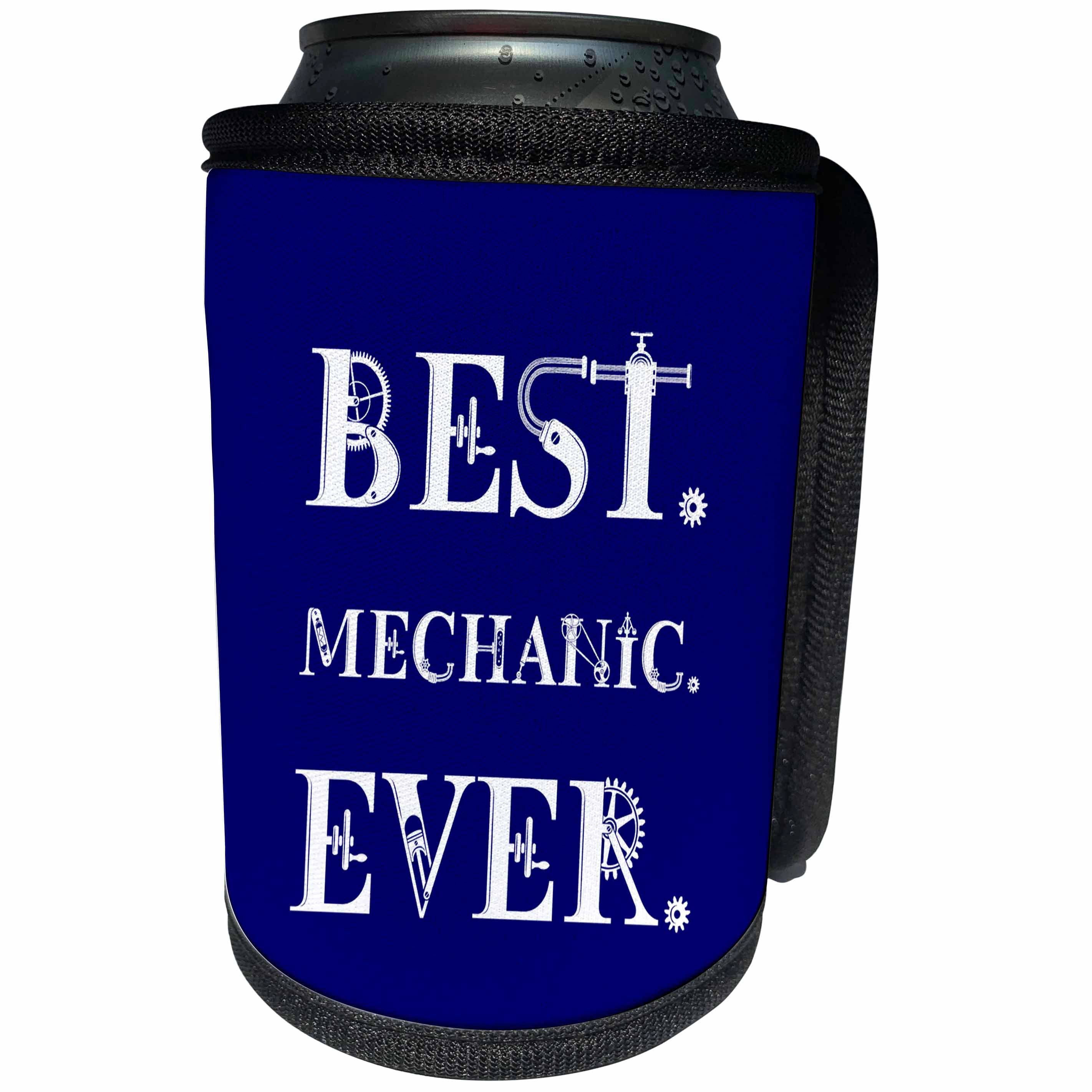 3dRose Alexis Design - Best Professional Ever - Best. Mechanic. Ever. decorative text on background blue - Can Cooler Bottle Wrap (cc_286102)
