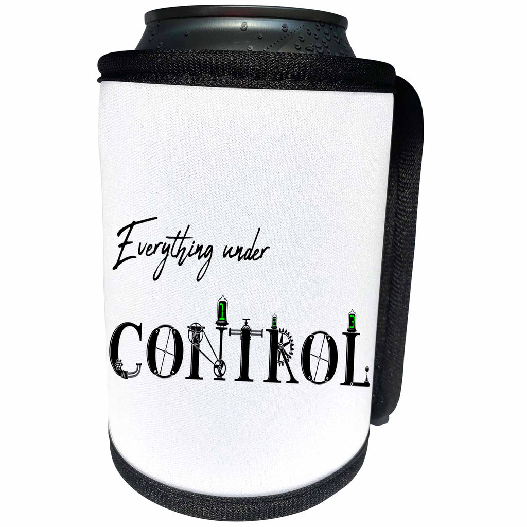 3dRose Alexis Design - Funny - Everything under Control funny text in two lines on background white - Can Cooler Bottle Wrap (cc_286109)