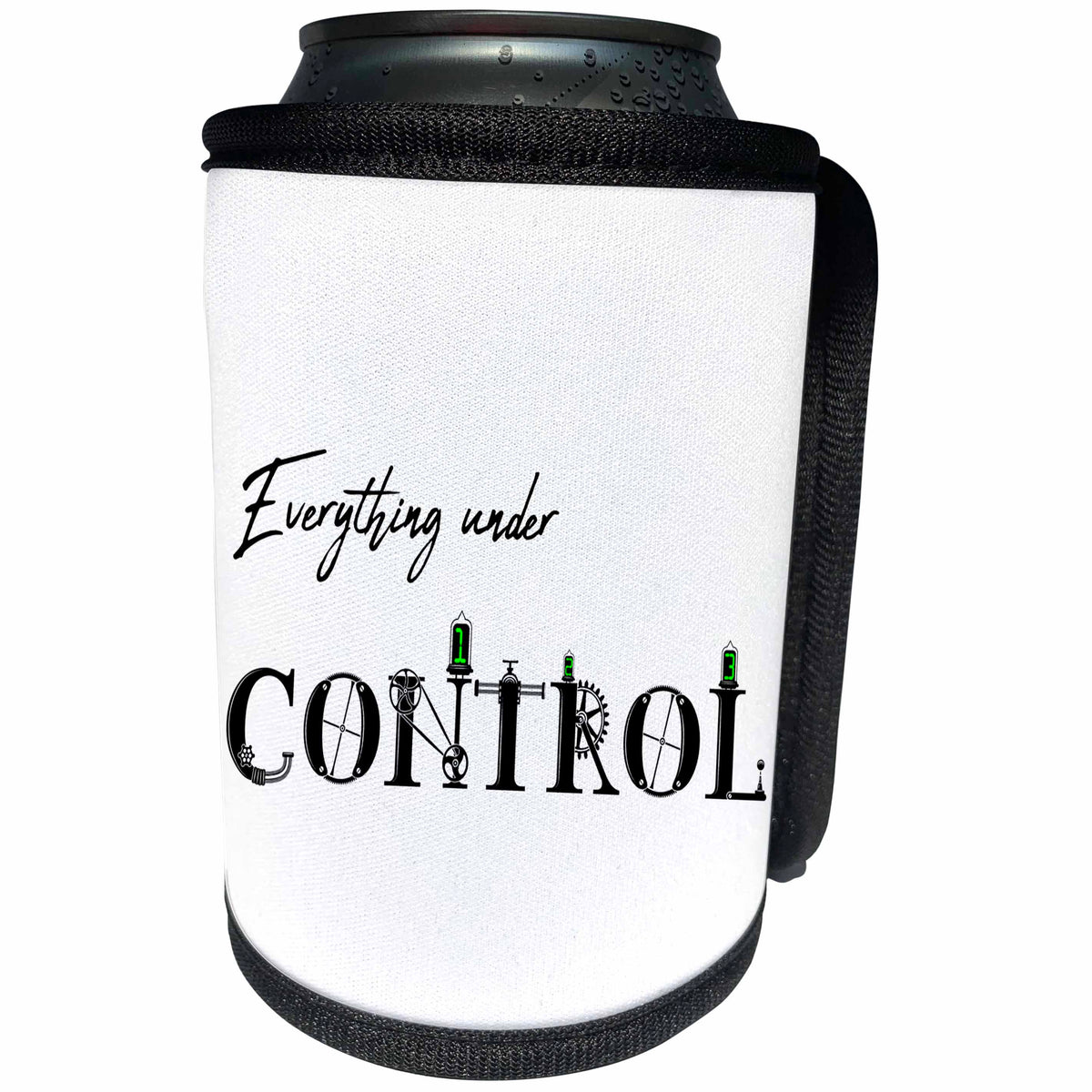 3dRose Alexis Design - Funny - Everything under Control funny text in two lines on background white - Can Cooler Bottle Wrap (cc_286109)