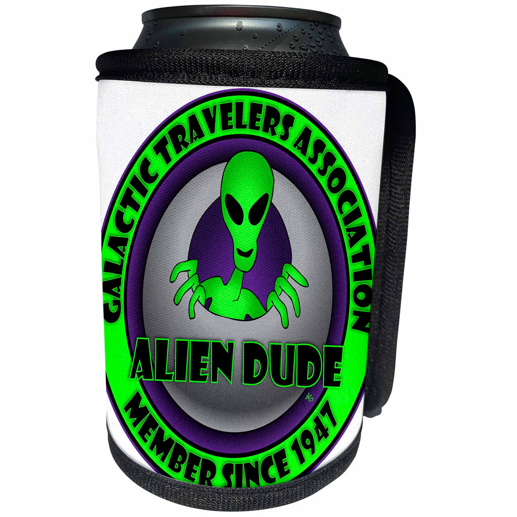 3dRose Mark Grace GRACEVISIONS Aliens And UFOs - ALIENS AND UFOS alien dude 2 on transparent - Can Cooler Bottle Wrap (cc_28611)