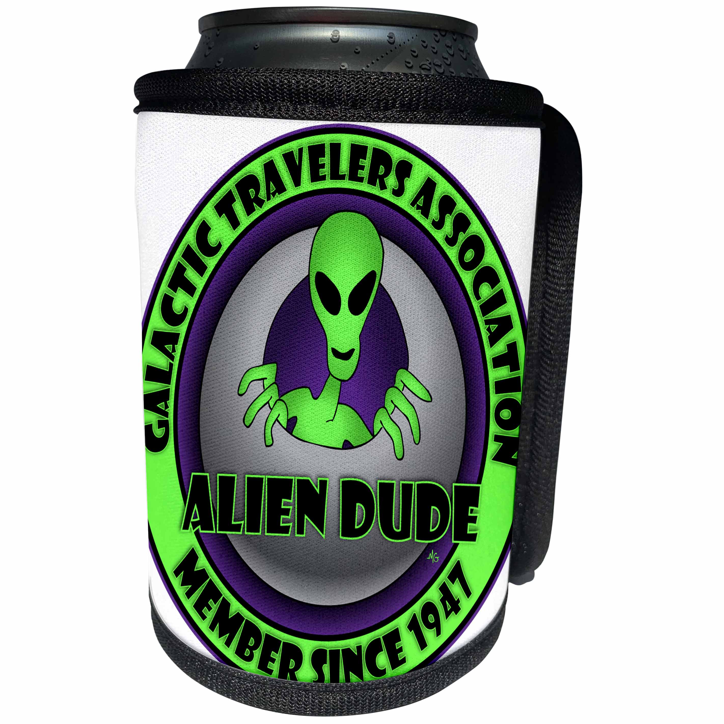 3dRose Mark Grace GRACEVISIONS Aliens And UFOs - ALIENS AND UFOS alien dude 2 on transparent - Can Cooler Bottle Wrap (cc_28611)