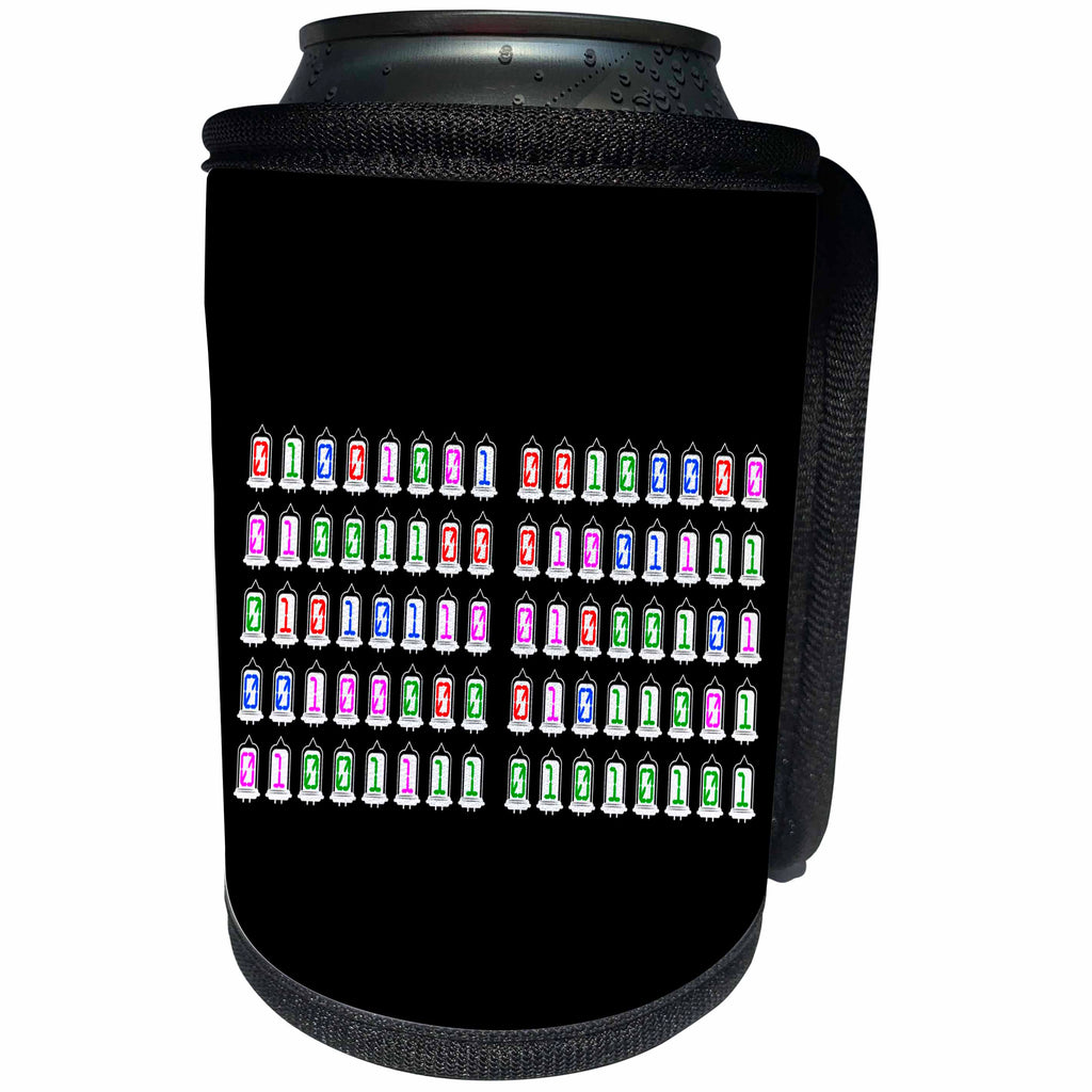 3dRose Alexis Design - Love - I Love You color text in binary code, in radio tubes, on black - Can Cooler Bottle Wrap (cc_286110)