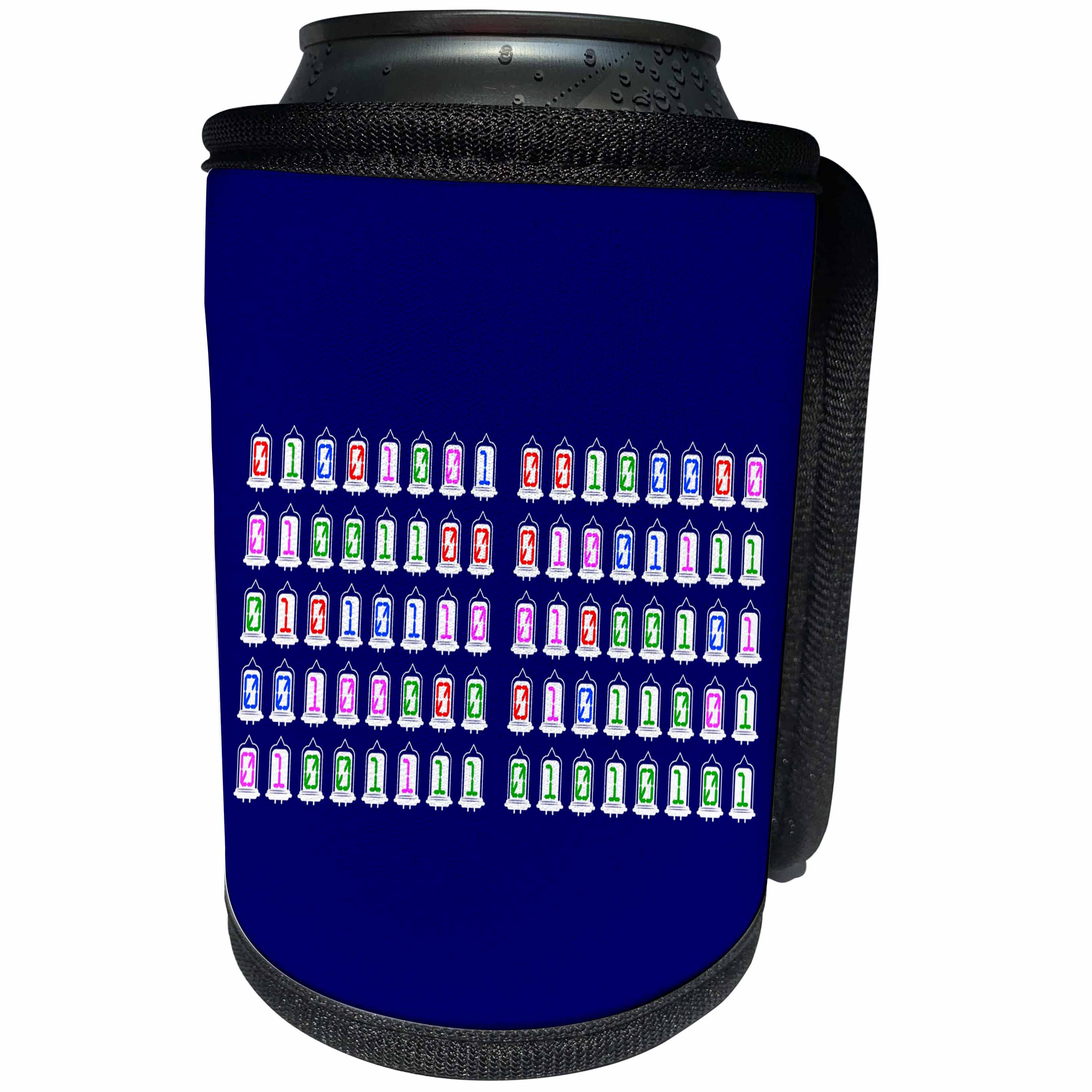 3dRose Alexis Design - Love - I Love You color text in binary code, in radio tubes, on blue - Can Cooler Bottle Wrap (cc_286111)