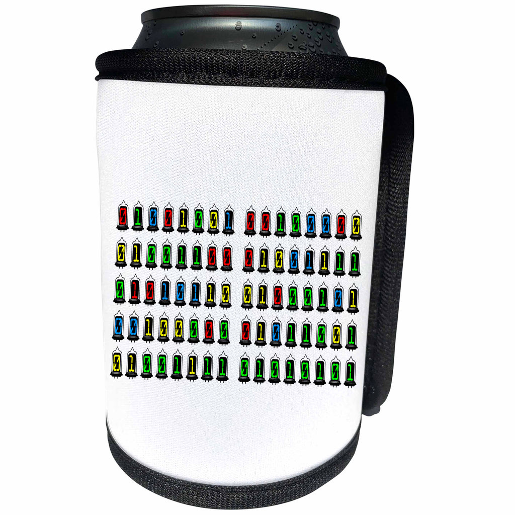 3dRose Alexis Design - Love - I Love You color text in binary code, in radio tubes, on white - Can Cooler Bottle Wrap (cc_286112)