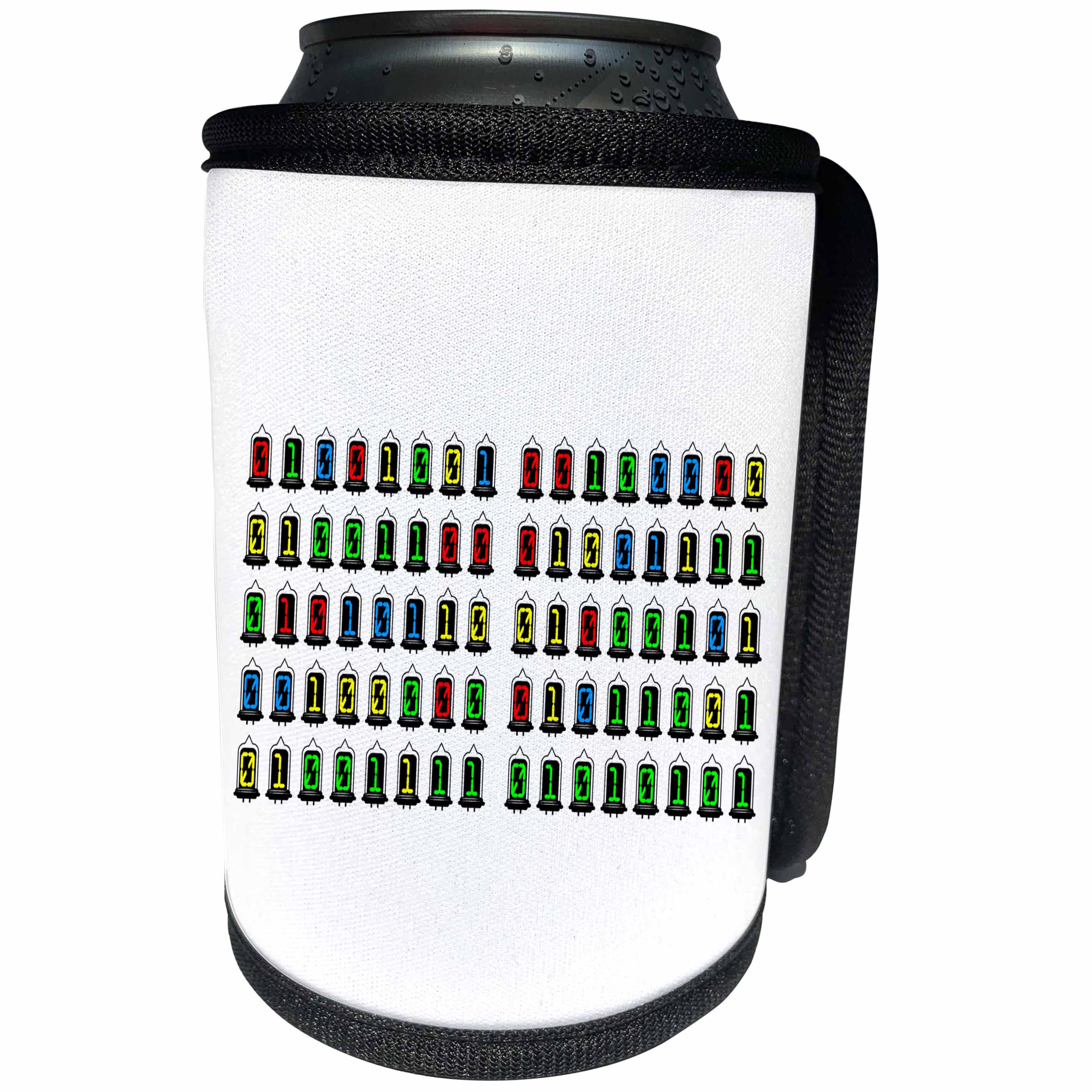 3dRose Alexis Design - Love - I Love You color text in binary code, in radio tubes, on white - Can Cooler Bottle Wrap (cc_286112)