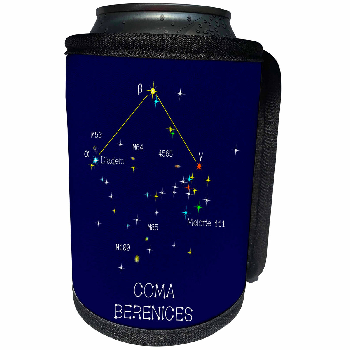 3dRose Alexis Design - Constellations of stars - Coma Berenices star asterism. Star colors, names. Elegant astronomy - Can Cooler Bottle Wrap (cc_286114)