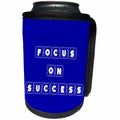 3dRose Alexis Design - Focus - Decorative cross hairs text Focus On Success on blue - Can Cooler Bottle Wrap (cc_286133)