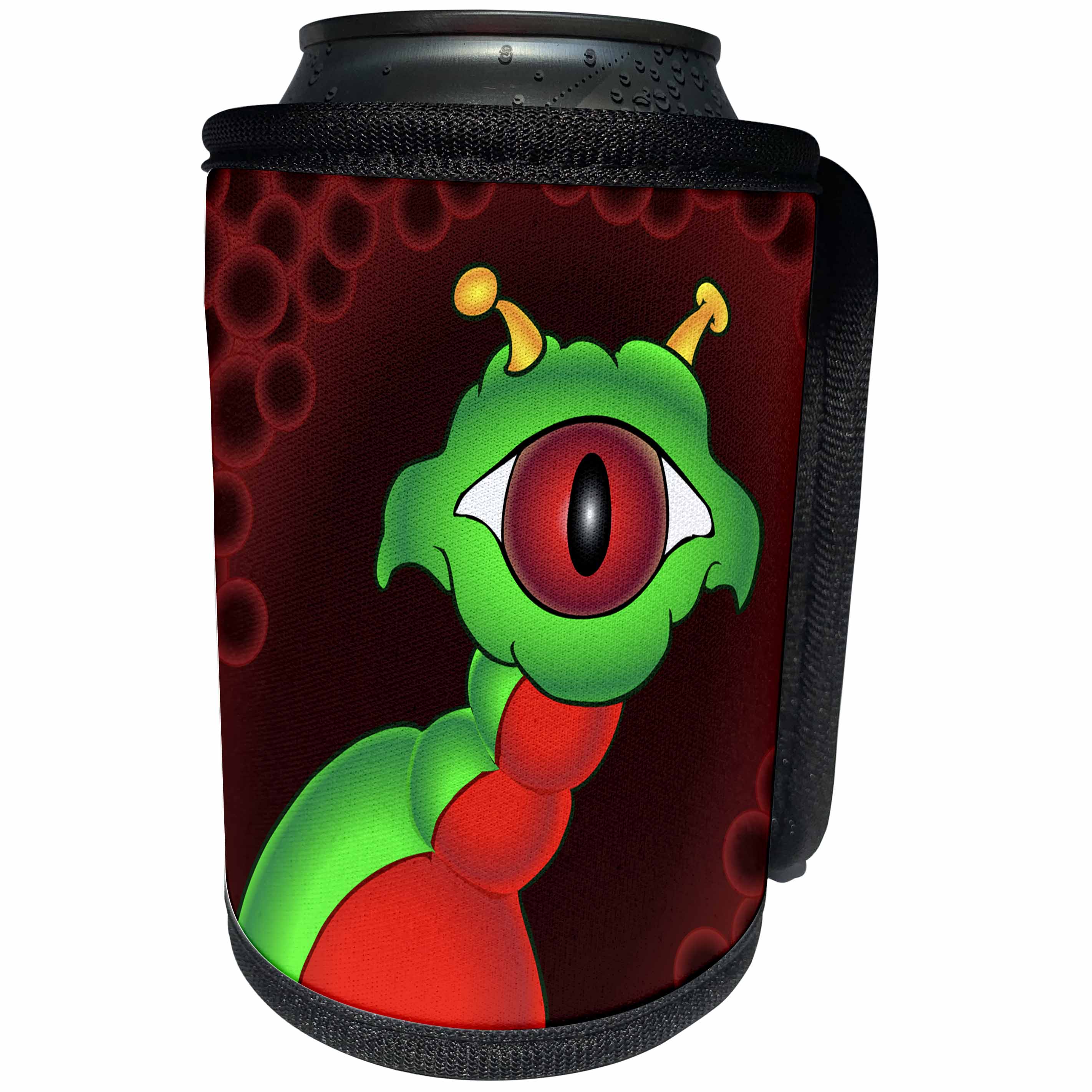 3dRose Mark Grace GRACEVISIONS Aliens And UFOs - ALIENS AND UFOS alien creeper full bleed - Can Cooler Bottle Wrap (cc_28614)