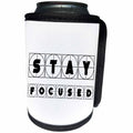 3dRose Alexis Design - Focus - Decorative cross hairs text Stay Focused on white background - Can Cooler Bottle Wrap (cc_286140)