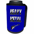 3dRose Alexis Design - Guitar - Heavy Metal decorative text, guitar on blue background - Can Cooler Bottle Wrap (cc_286142)
