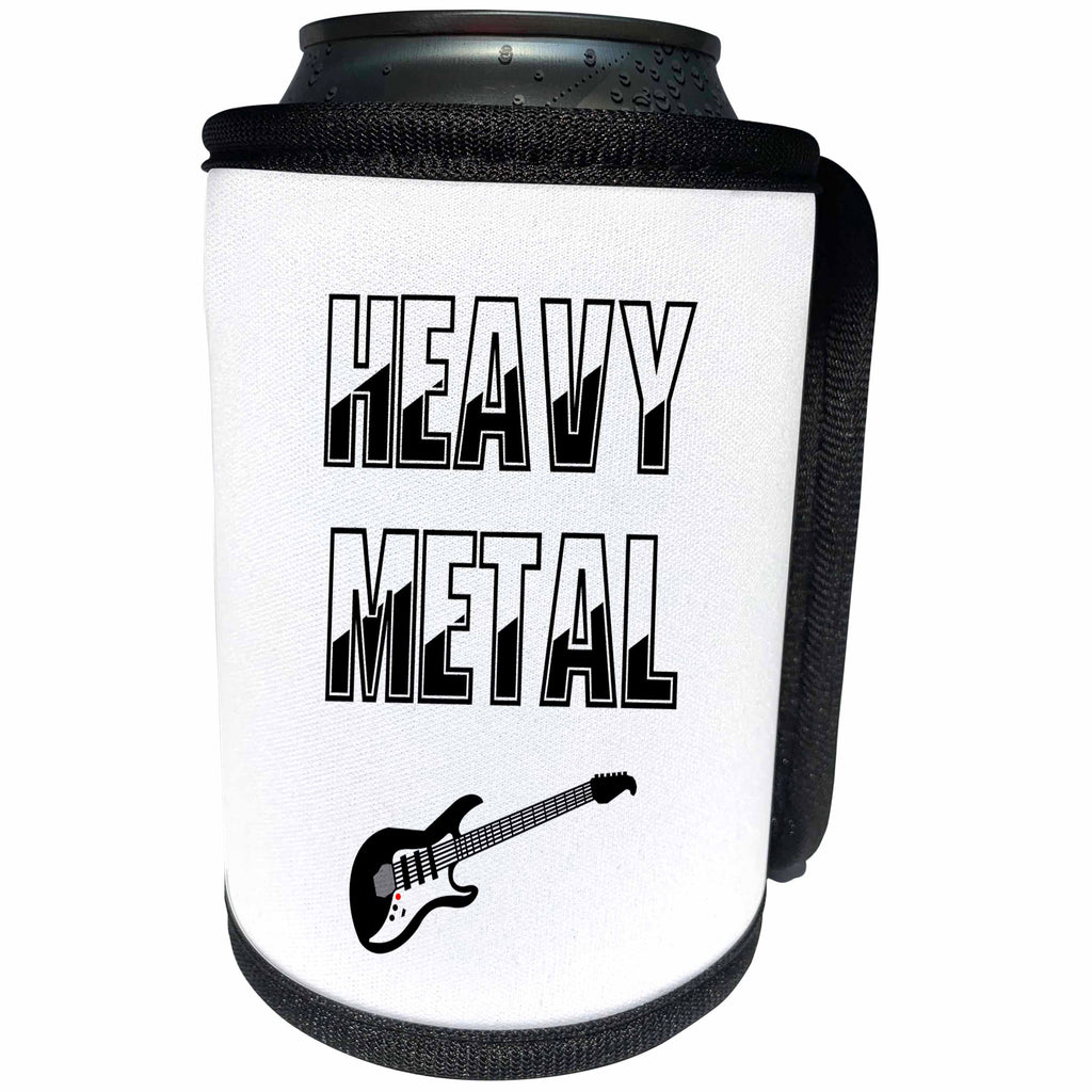 3dRose Alexis Design - Guitar - Heavy Metal decorative text, guitar on white background - Can Cooler Bottle Wrap (cc_286144)