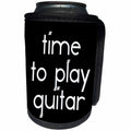 3dRose Alexis Design - Guitar - Time to play guitar decorative text on black background - Can Cooler Bottle Wrap (cc_286145)