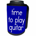 3dRose Alexis Design - Guitar - Time to play guitar decorative text on blue background - Can Cooler Bottle Wrap (cc_286146)