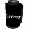 3dRose Alexis Design - Summer - Decorative text Summer against the black background - Can Cooler Bottle Wrap (cc_286151)
