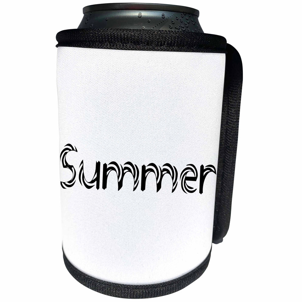 3dRose Alexis Design - Summer - Decorative text Summer against the white background - Can Cooler Bottle Wrap (cc_286153)