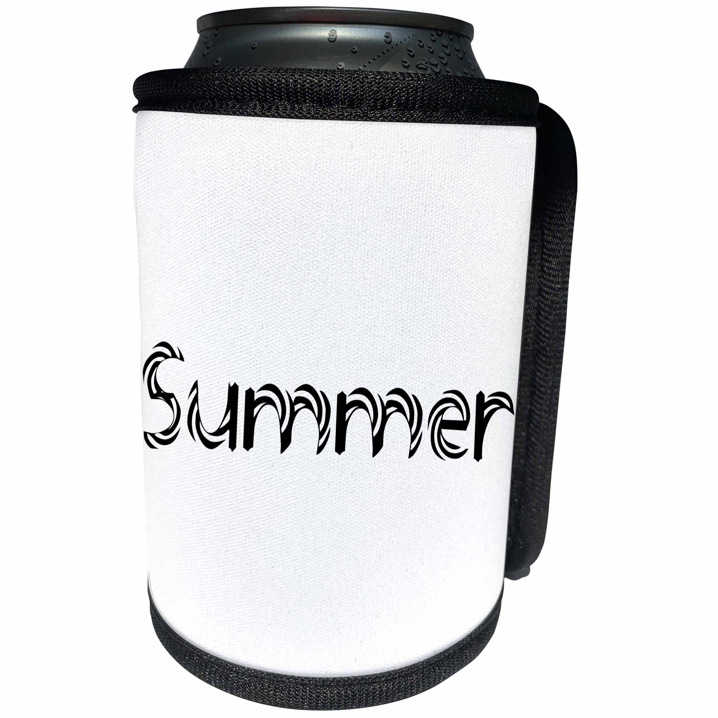 3dRose Alexis Design - Summer - Decorative text Summer against the white background - Can Cooler Bottle Wrap (cc_286153)