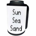 3dRose Alexis Design - Summer - Decorative text Sun, Sea, Sand on white background - Can Cooler Bottle Wrap (cc_286156)