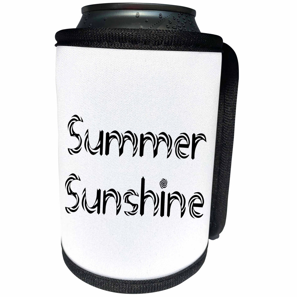 3dRose Alexis Design - Summer - Summer Sunshine decorative text against the white background - Can Cooler Bottle Wrap (cc_286159)