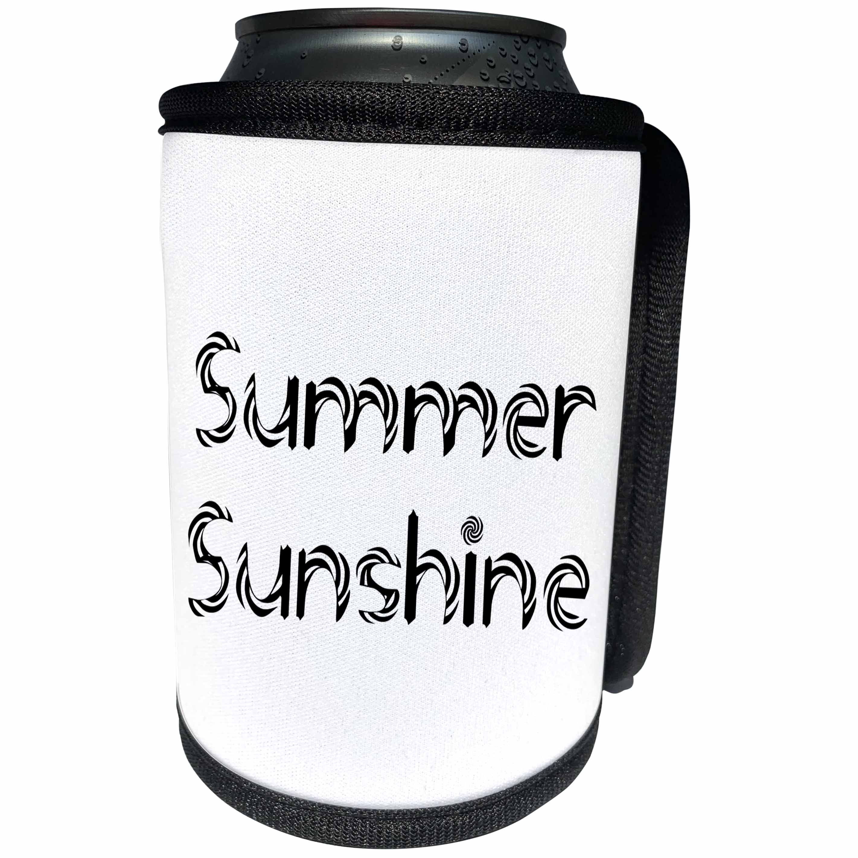 3dRose Alexis Design - Summer - Summer Sunshine decorative text against the white background - Can Cooler Bottle Wrap (cc_286159)