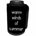 3dRose Alexis Design - Summer - Decorative text Warm winds of summer on black background - Can Cooler Bottle Wrap (cc_286160)