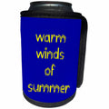 3dRose Alexis Design - Summer - Decorative text Warm winds of summer, yellow on blue background - Can Cooler Bottle Wrap (cc_286161)