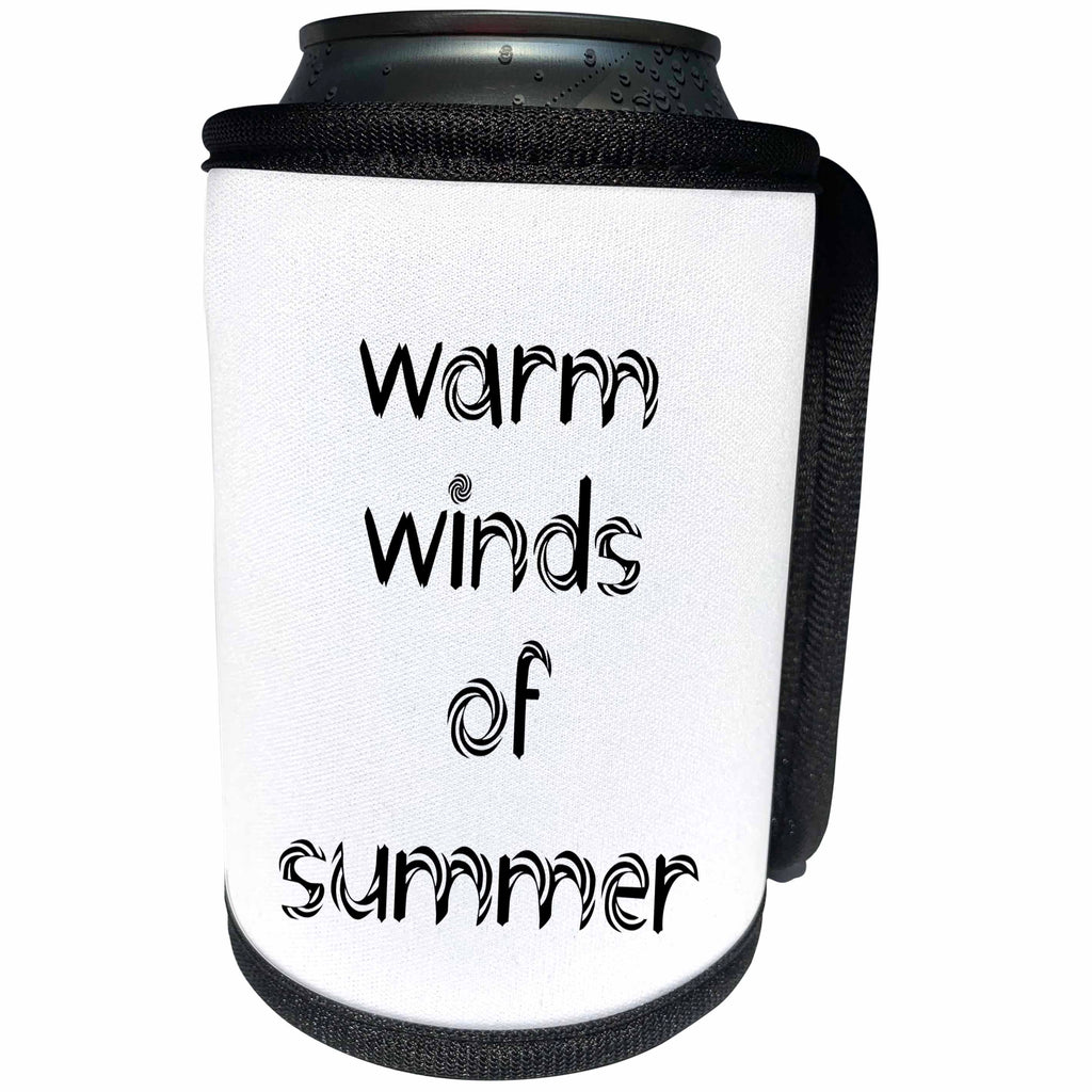 3dRose Alexis Design - Summer - Decorative text Warm winds of summer on white background - Can Cooler Bottle Wrap (cc_286162)