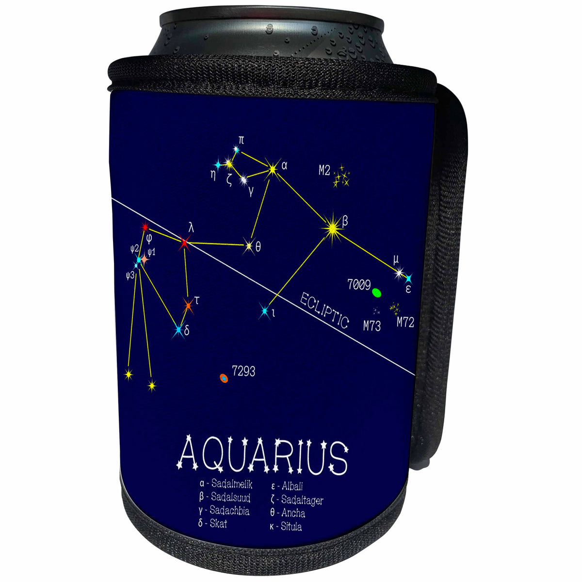 3dRose Alexis Design - Constellations of stars - Aquarius Zodiac asterism. Star colors, names. Elegant astronomy - Can Cooler Bottle Wrap (cc_286163)