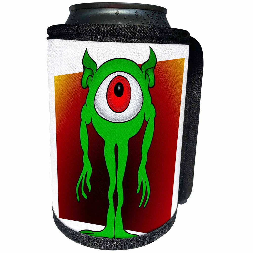 3dRose Mark Grace GRACEVISIONS Aliens And UFOs - ALIENS AND UFOS alien eye 1 on white - Can Cooler Bottle Wrap (cc_28617)