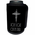 3dRose Alexis Design - Christian - Decorative cross, the text Holy Light on my path on black - Can Cooler Bottle Wrap (cc_286188)