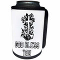 3dRose Alexis Design - Christian - Cross and floral composition. God Bless You text on white - Can Cooler Bottle Wrap (cc_286194)