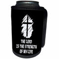 3dRose Alexis Design - Christian - Decorative cross, The Lord is the strength of my life text on black - Can Cooler Bottle Wrap (cc_286196)