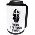 3dRose Alexis Design - Christian - Decorative cross, The Lord is the strength of my life on white - Can Cooler Bottle Wrap (cc_286198)